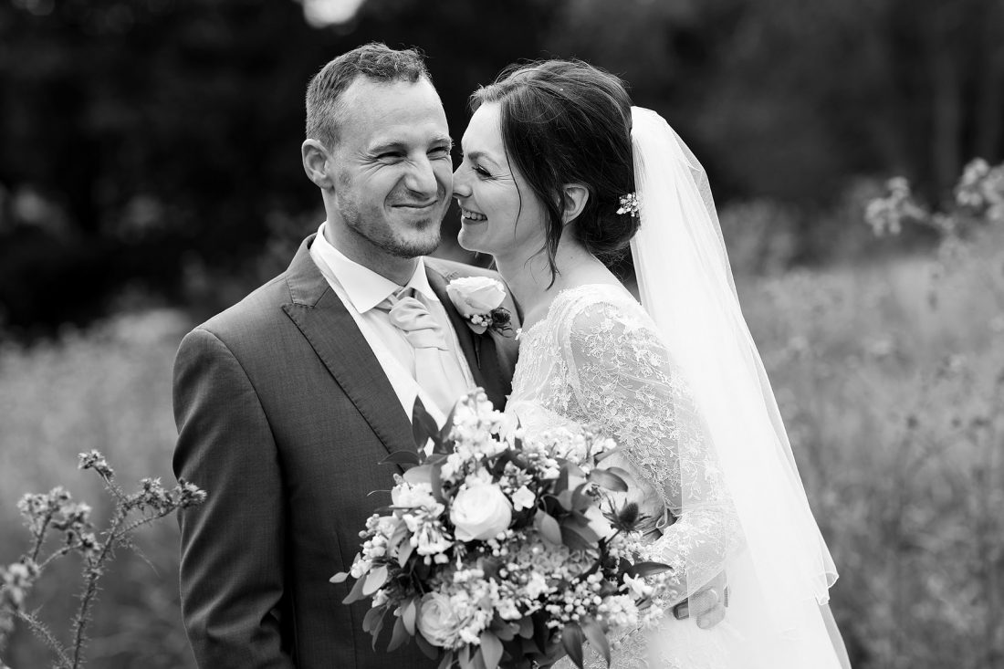 Bride & Groom in the gardens at the Spa Hotel Tunbridge Wells