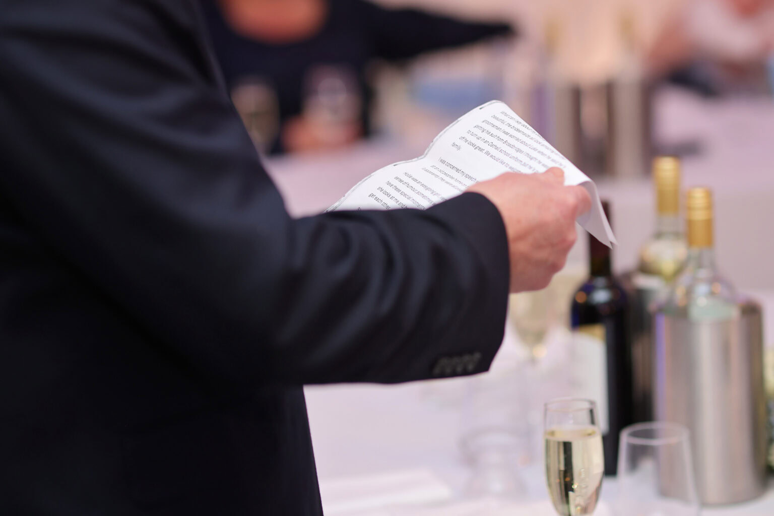 Wedding speeches during a cosy winter reception at Highley Manor