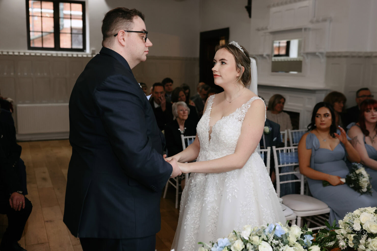 Emotional ceremony during a February wedding celebration at Highley Manor