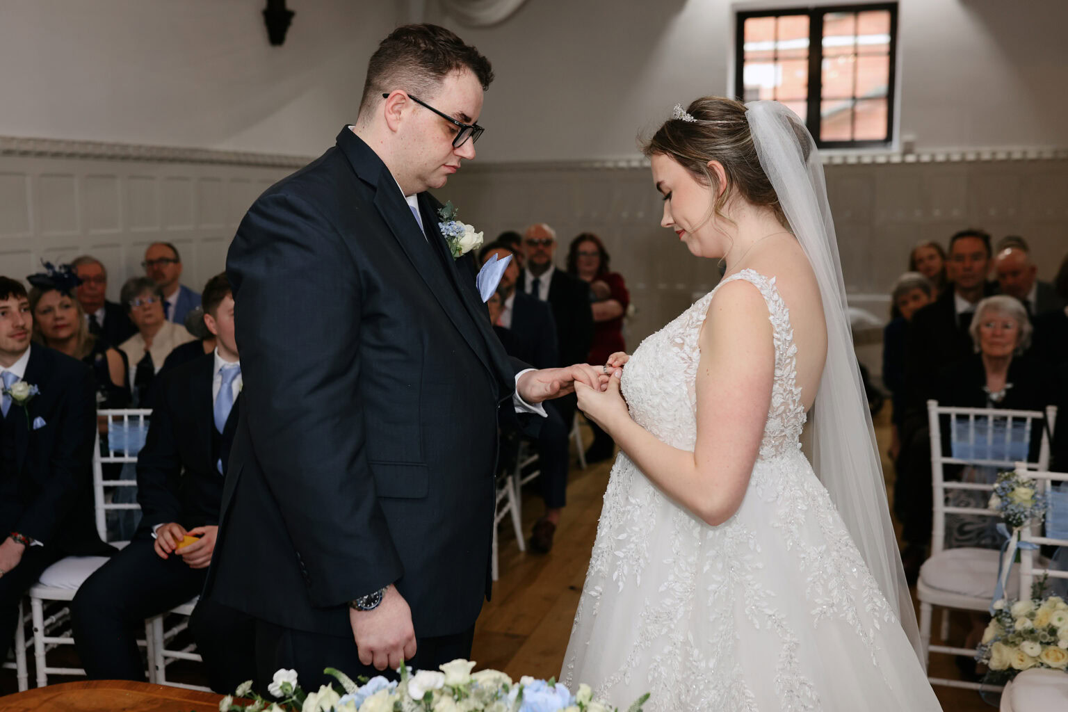 Emotional ceremony during a February wedding celebration at Highley Manor