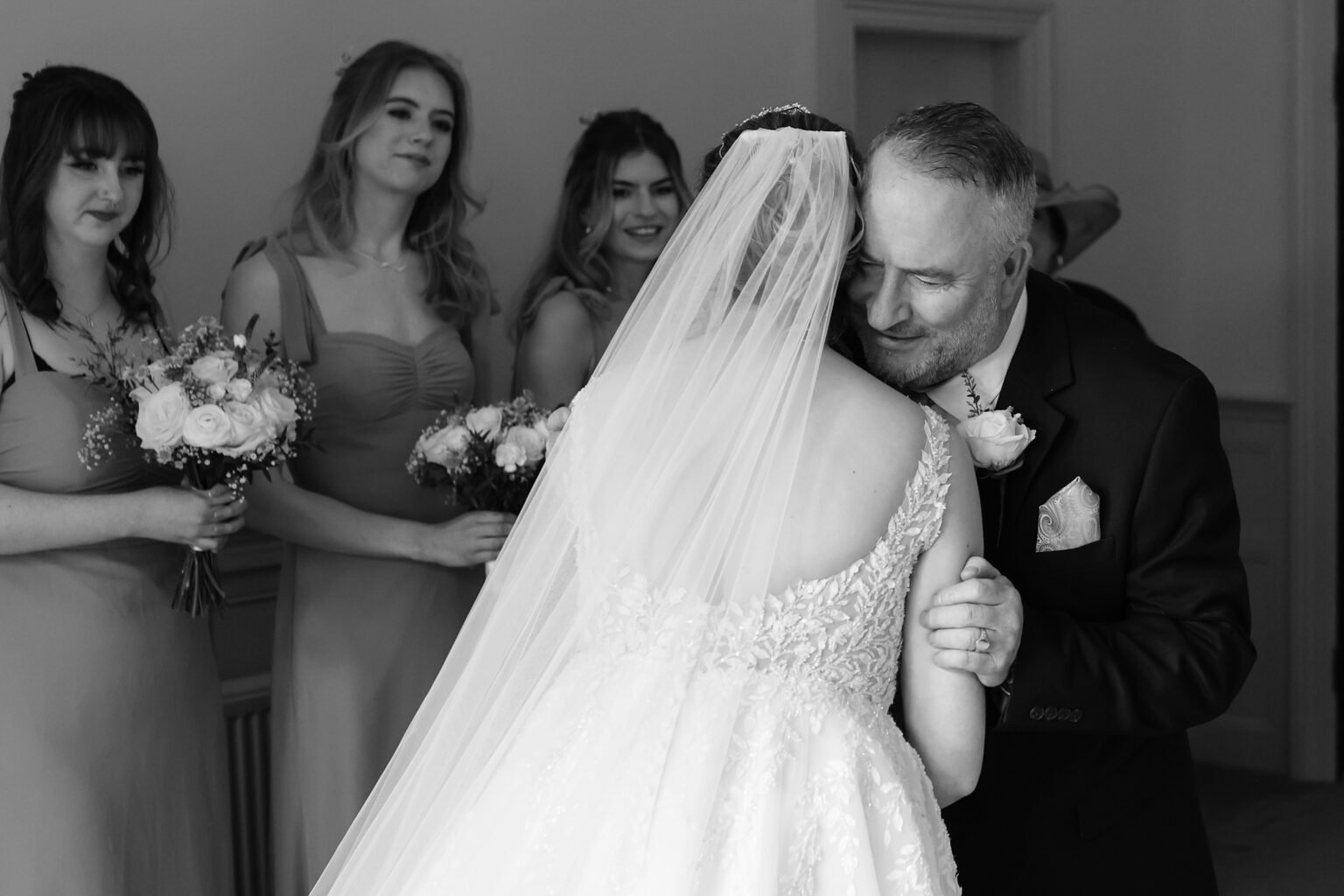 Bride dress reveal ready on a February wedding morning at Highley Manor in Sussex